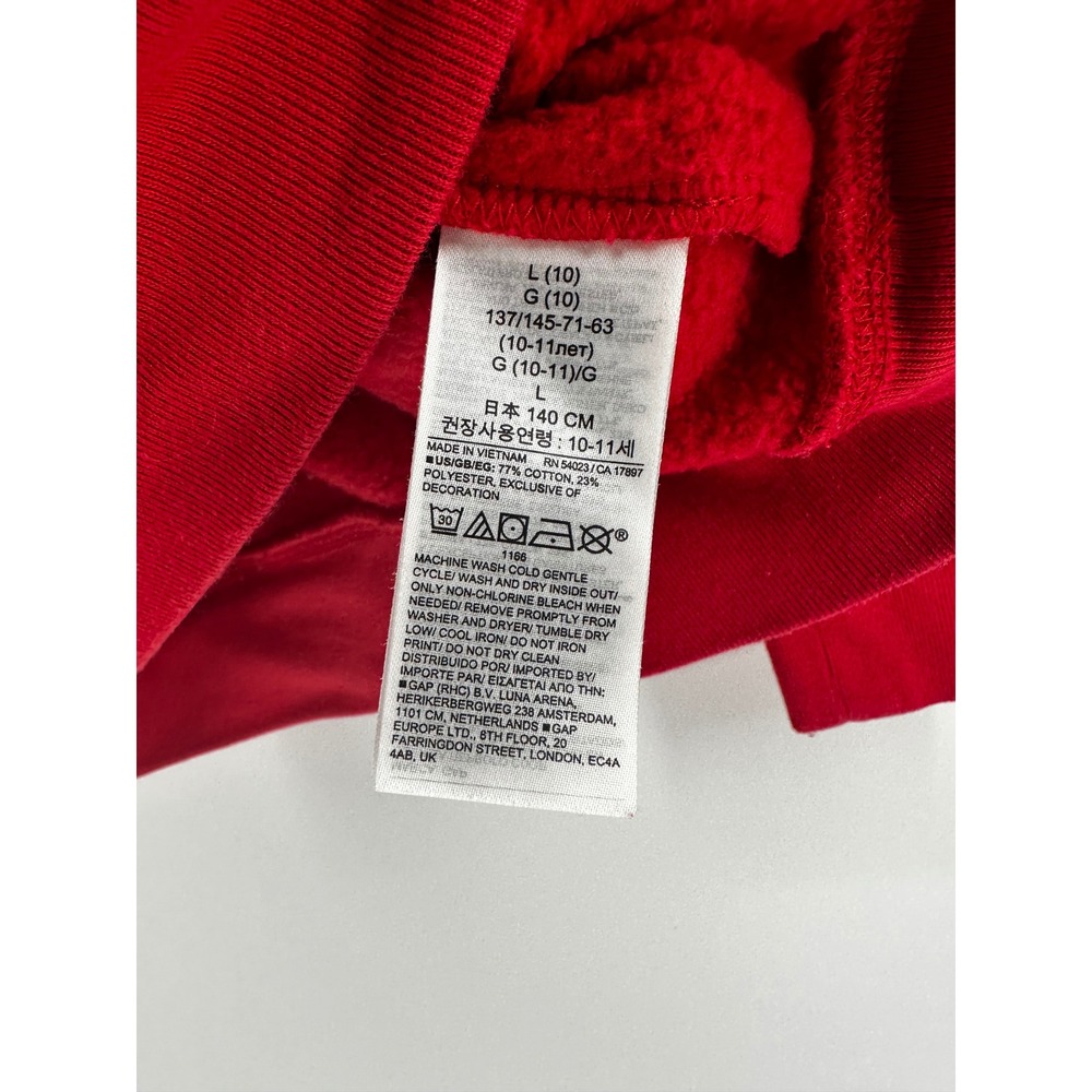 Gap x Disney Hoodie Kids Large 10 Red Mickey Mouse Pullover Fleece - Picture 7 of 8